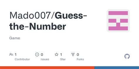 Github Mado007 Guess The Number Game