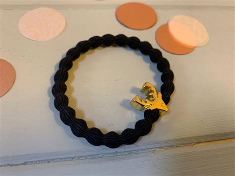 Lupe Stag Charm Stackable 2 In 1 Hair Tie Bracelet Black Gold Wristee