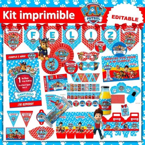 Kit Imprimible Cumplea Os Paw Patrol Patrulla Editable En Venta En