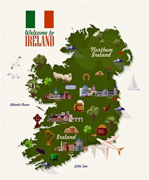 Ireland Map of Major Sights and Attractions - OrangeSmile.com