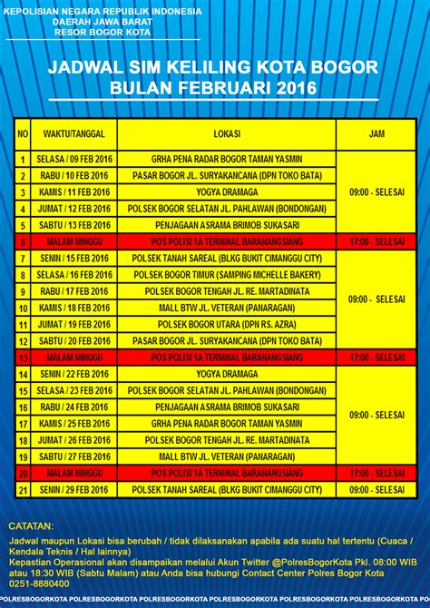 JADWAL SIM KELILING KOTA BOGOR UNTUK BULAN FEBRUARI 2016 Website