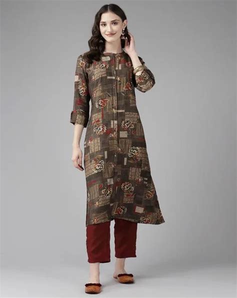 Buy Muhuratam Womens Brown Colour Printed Cotton Kurti Online At Best Prices In India Jiomart