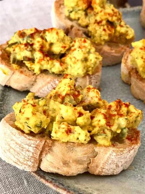 Vegan Deviled Egg Crostini No Sweat Vegan