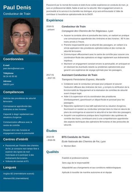 Rédiger un CV pour la SNCF exemple pour un conducteur