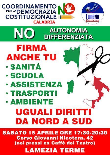 Lamezia Bene Comune Banchetto Per Dire No All Autonomia Differenziata