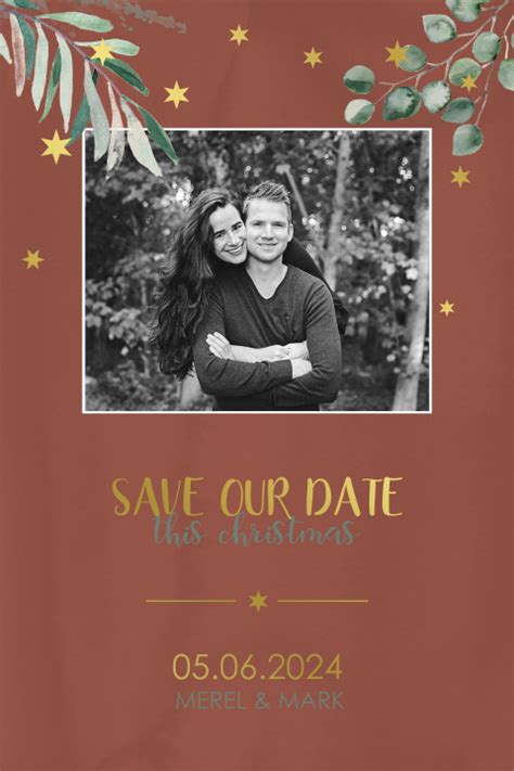 Save The Date Kerstkaart Met Foto En Goudfolie