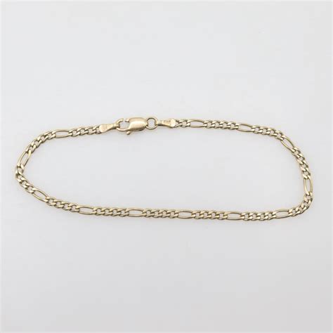 Kt Gold Figaro Chain Bracelet Property Room