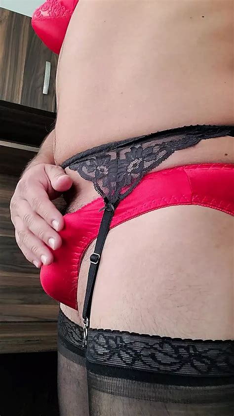 Sexy Red Lingerie Set Nylon And Lace Panty And Bra Masturbating And Cuming Gay Porn Xhamster