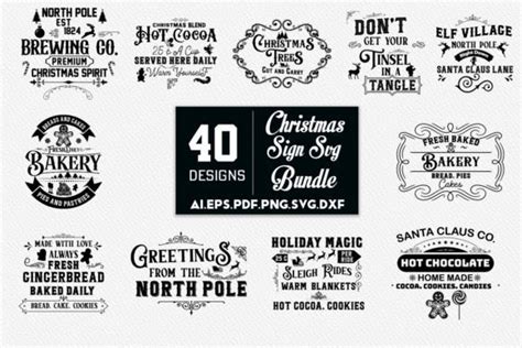 Vintage Christmas Sign Svg Bundle Graphic By Sumim Creative Fabrica