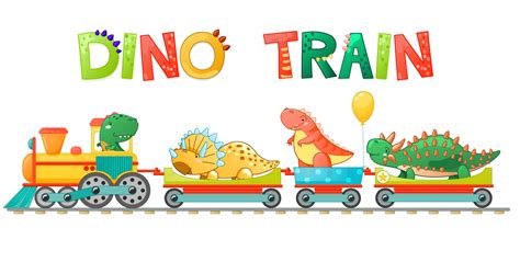 Train with cute little dinosaur in cartoon style. 12732811 Vector Art ...