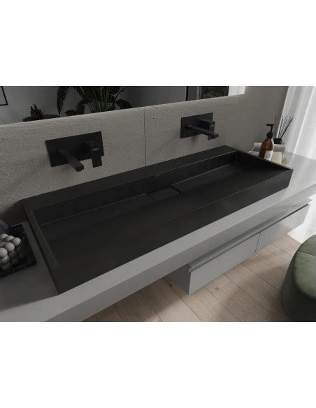 Vasque En Conglomerat Lavabo Black Noir Mat Ava Carre Cm