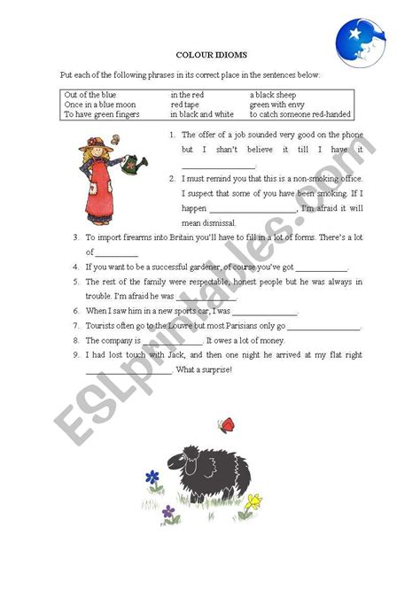 Colour Idioms Esl Worksheet By Kokoesl