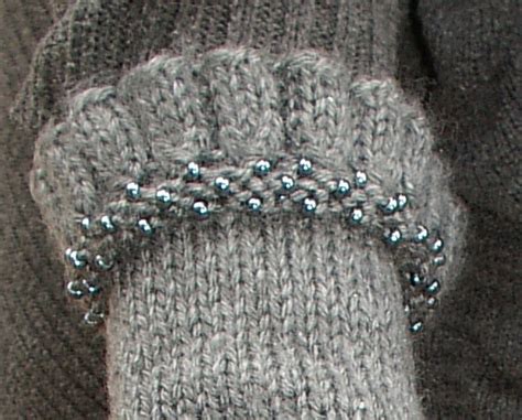 Beaded Ruffled Hand Knit Fingerless Gloves Grey Etsy