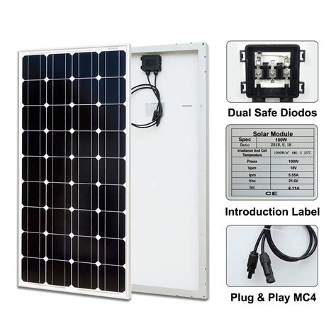 100 Watt Solar Panel 12 Volts Monocrystalline - ELECTRICAL AND HOME ...