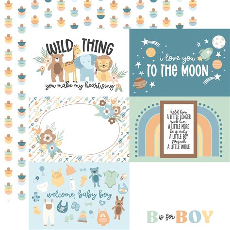 Our Baby Boy Double Sided Cardstock 12x12 6x4 Journaling Cards