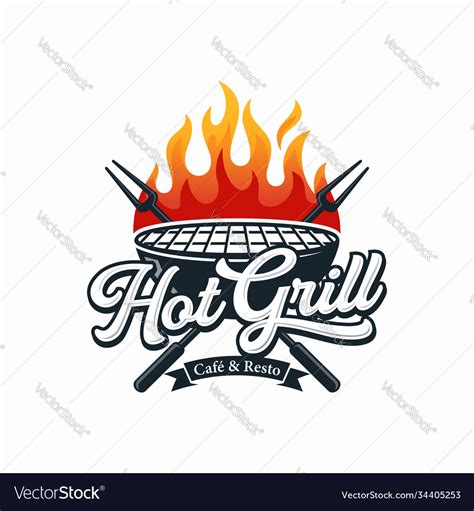 Hot Grill Logo Design Template Royalty Free Vector Image