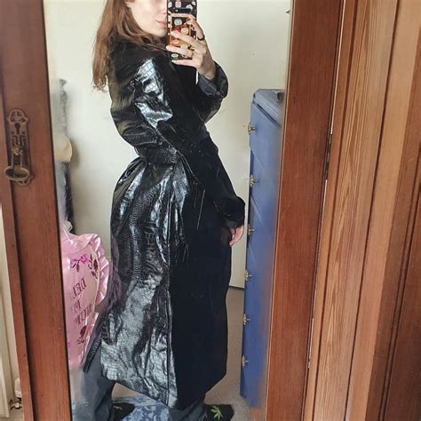 Missguided Vinyl Croc Trench Coat Never Worn No Depop