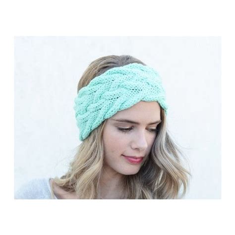 On Headband Mint Green Winter Turban Ear Warmers Knitted Headband T