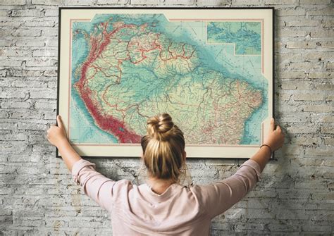 Geographical Map Of Northern South America Map Wall Decor Etsy