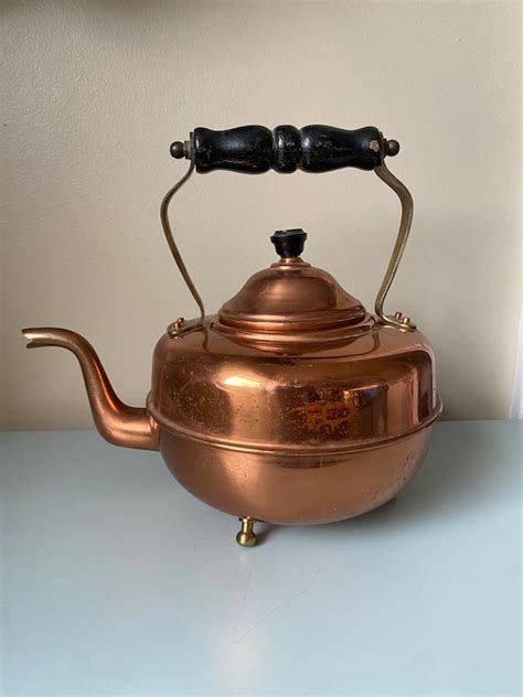 Vintage Simplex Whistling Copper Tea Kettle Made In England Etsy