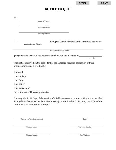 Free Printable Notice To Quit Templates Pdf Word Day Landlord