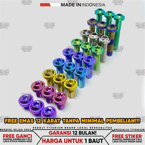 Jual Baut Titanium M Drat Probolt Rebolt Titanium Shopee Indonesia