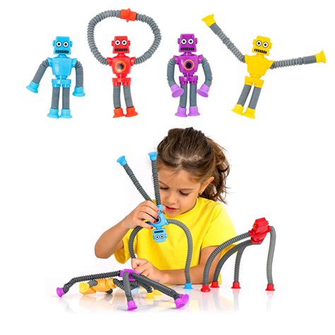 Robo Pop It Tubo Luz Led Estica Puxa Gruda Boneco Brinquedo Infantil