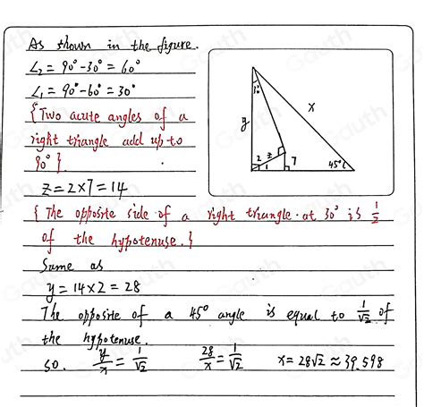 Solved: Use the side length ratios of the two special right triangles, find the length X. [Math]