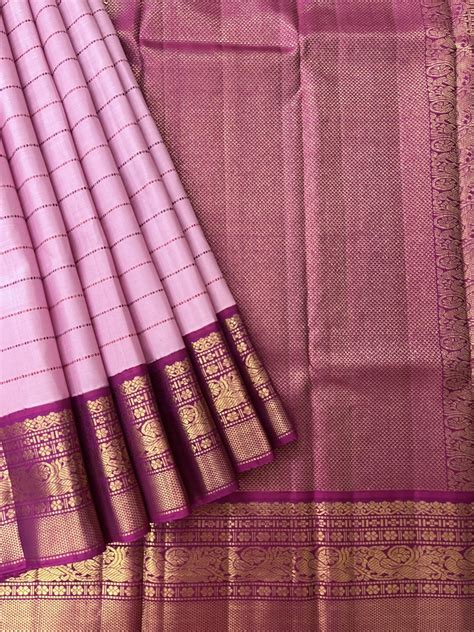 Purple Kanjeevaram Silk Saree With Lavender Border