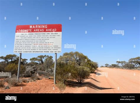 Warning Remote Areas Ahead sign, Australian Outback, South Australia ...