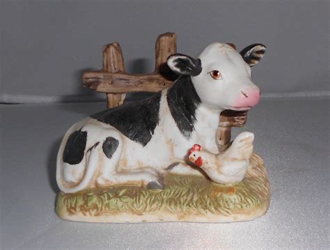 Charming Vintage Cow And Chicken Figurine For Country Kitchen Decor