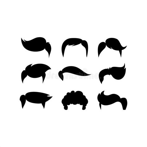 Vector Set Of Black Male Hairdresser Type Of Men Hairstyles Stock