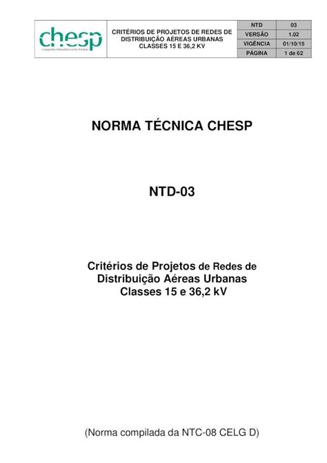 Pdf Norma TÉcnica Chesp Ntd 03 · 2017 2 21 · CritÉrios De Projetos