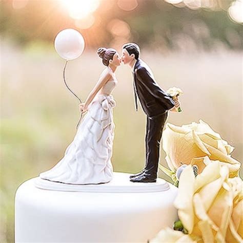 Kissing Couple Wedding Cake Topper Choose Hair Color Top Etsy