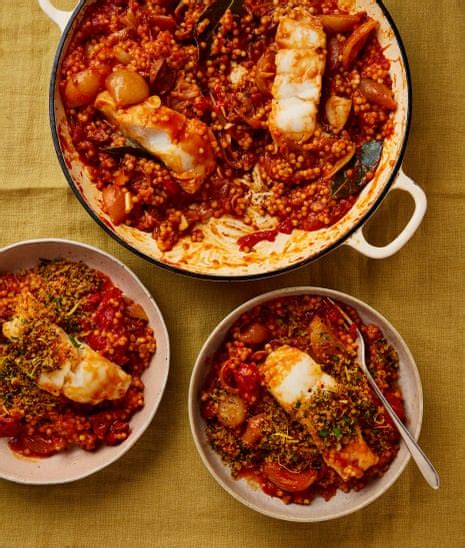 Thomasina Miers’ Recipe For Braised Cod With Giant Couscous And Whisky And Orange Creme Caramel