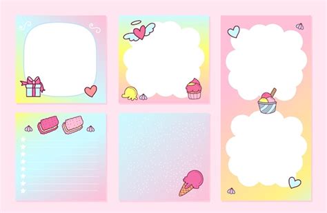 Premium Vector Kawaii Style Cute Memo Template Collection