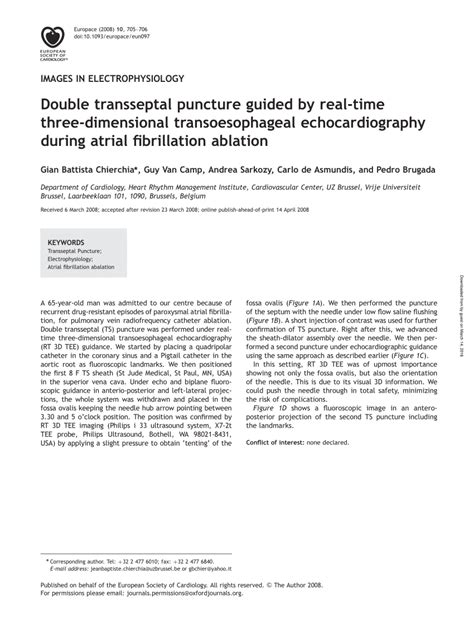 Pdf Double Transseptal Puncture Guided By Real Time Three Dimensional