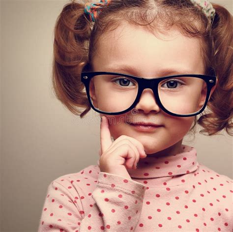 Closeup Portrait of Fun Happy Kid Girl in Glasses Stock Image - Image ...