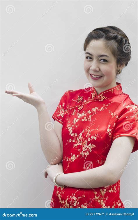 Smiling Beautiful Chinese Young Woman Gesturing Stock Image Image Of