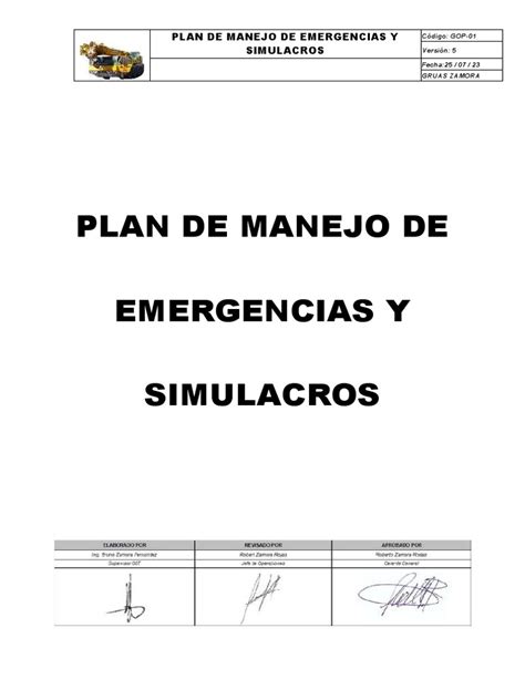 Plan De Manejo De Emergencias Y Simulacros 2023 Pdf Policía Hospital