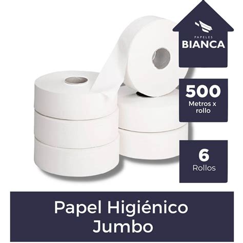 Bianca Papel Higiénico Hoja Simple Jumbo 500 Mts Pack 6 Rollos