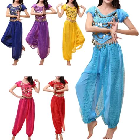 Women Belly Dance Costume Set Dancing Top Harem Pants Carnival Dancer