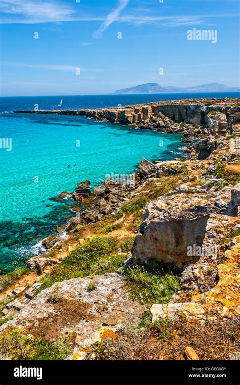 Italy Sicily Egadi Islands Favignana Cala Rossa Stock Photo Alamy