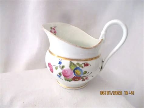 Ancien Pichet Pot A Lait En Porcelaine De Paris Xix Decor Floral