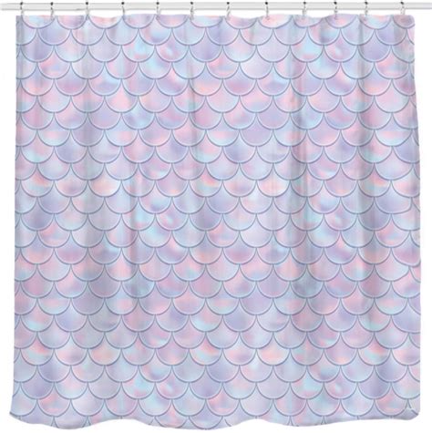 3d Mermaid Scales Shower Curtain Lilac Purple Pink Blue