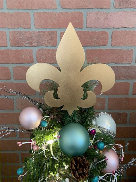 Fleur De Lis Handmade Gold Silver Or Purple Tree Topper Etsy Tree Toppers Fleur De Lis