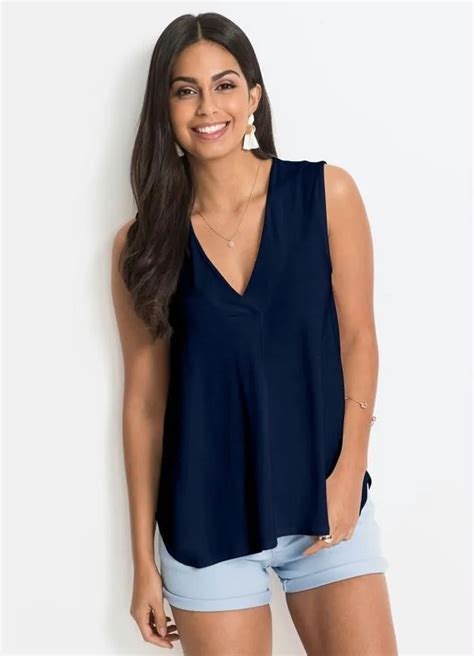 Blusa Regata Básica Marinho Bonprix