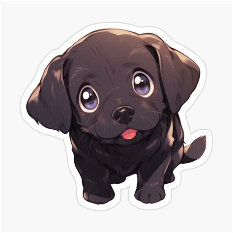 Cute Kawaii Curious Black Labrador Retriever Puppy Dog By Cozykawaiiart