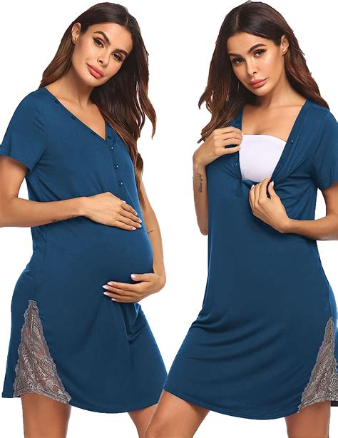 Buy Ekouaer Nursing Nightgown Button Down Maternity Hospital Gown For