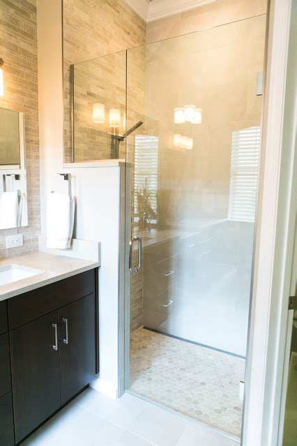 Curbless Shower In Master Bathroom Transitional Bathroom Orlando